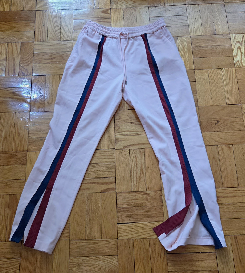 Tretorn Womens Pink Track Pants M Striped Side Stripe Elastic Waist Drawstring
